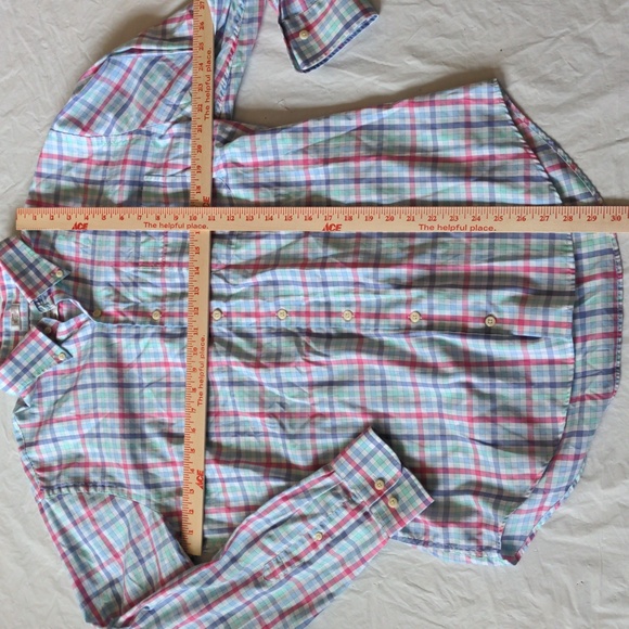 Peter Millar Crown Ease Pink Blue Plaid Preppy Long Sleeve Button Down Shirt Lg - Picture 4 of 4